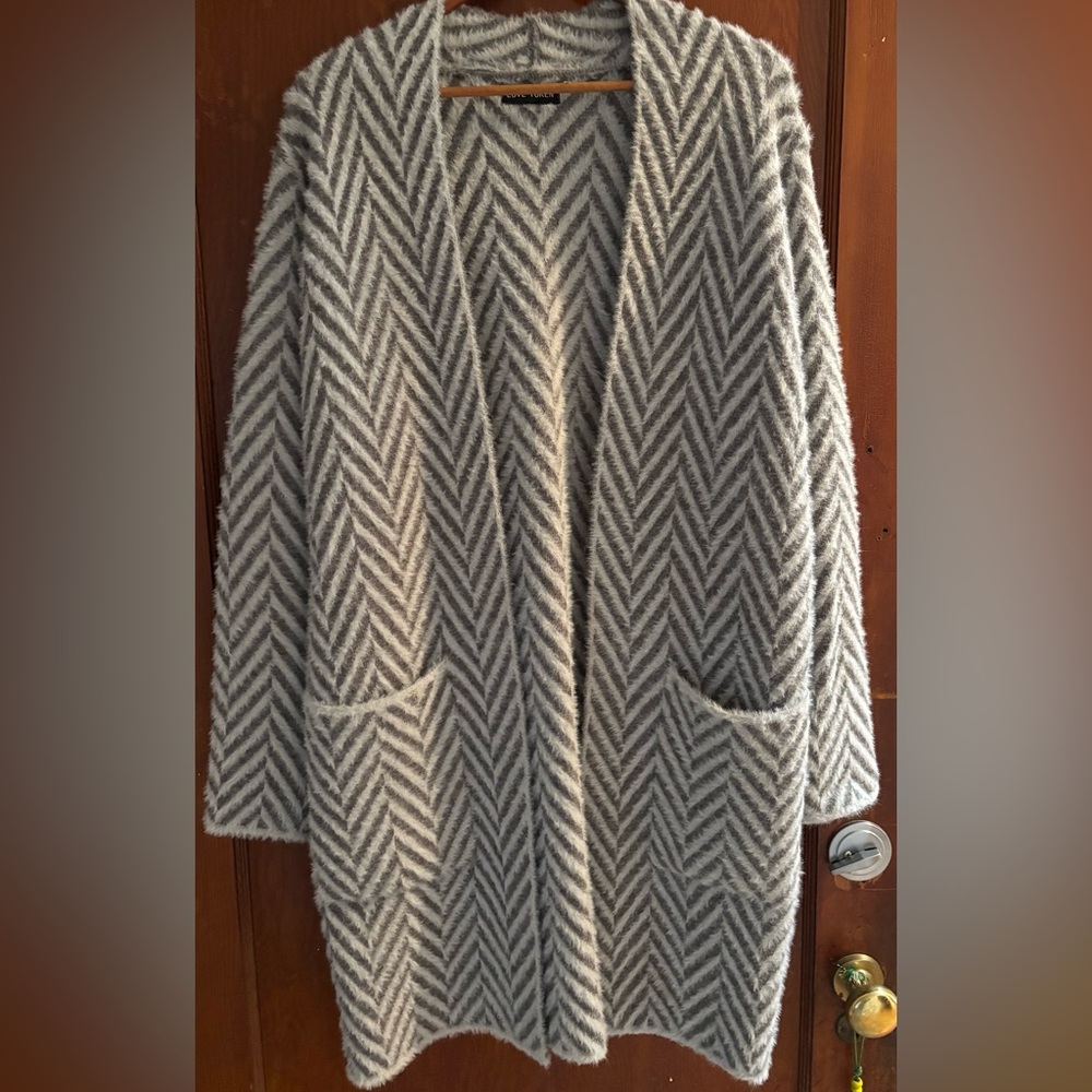 Love Token knit shawl cardigan.